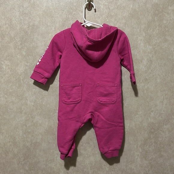 Pink Carhartt hoodie jumpsuit. Size 6 months. Worn only 2 or 3 times. - Picture 2 of 4